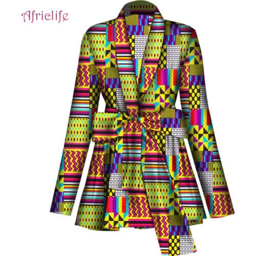 Spring Fall Coat African Clothes for Women Shirt Long Sleeve Top Ankara Print Plus Size Lady Clothes WY4236