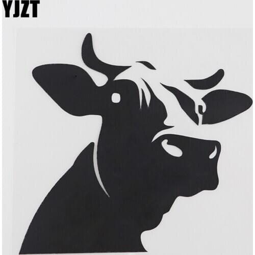 YJZT 13.6CMX12.9CM Dairy Cow Head Farm Animals Vinyl Car Sticker Black/Silver 8A-0116