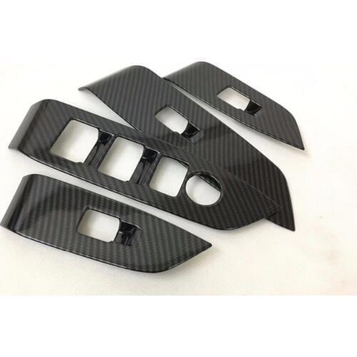 ABS Chrome Carbon Fiber Window Glass Switch Botton Interior Accessories Frame Trim 4PCS For Mazda CX-5 CX5 2017 2018 LHD 4pcs