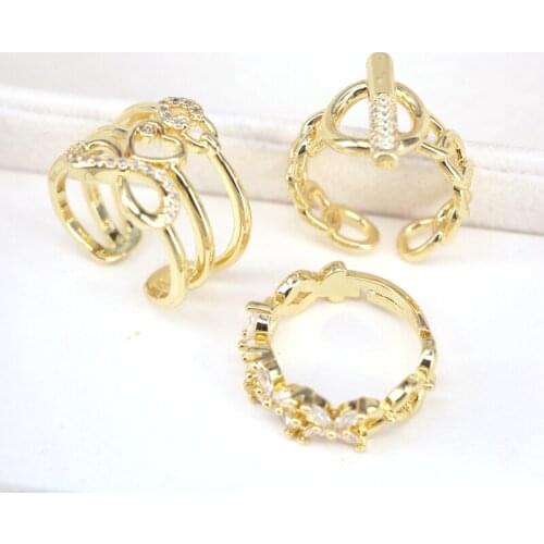 5Pcs Gold Color CZ ring, Dainty stackable rings, adjustable ring, open ring, layer rings
