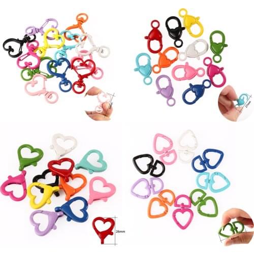 5pcs Love Heart Shape Clips Buckles Keychain Trigger Hooks Lobster Clasp Hook DIY Key Ring Clasp For Jewelry Making Findings