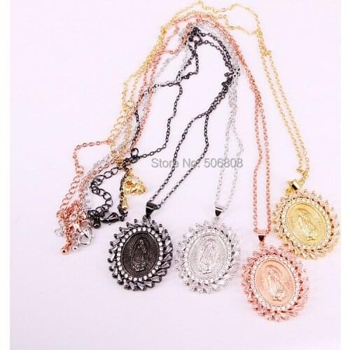 6 Strands ZYZ-N5851 CZ Jesus Pendant necklaces for women white cz geometric trendy fashion jewelry