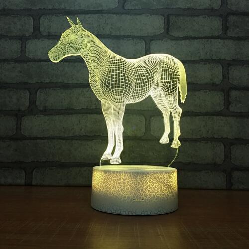 Horse Acrylic 3d lamp Cartoon White base Lovely 7 color change 3D Table Lamps For Living Room Gifts 3d Small Nigh Desk Lamp