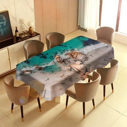 Blue Aviation Beach Rock View Table Cloth Home Interior And Outdoor Decoration