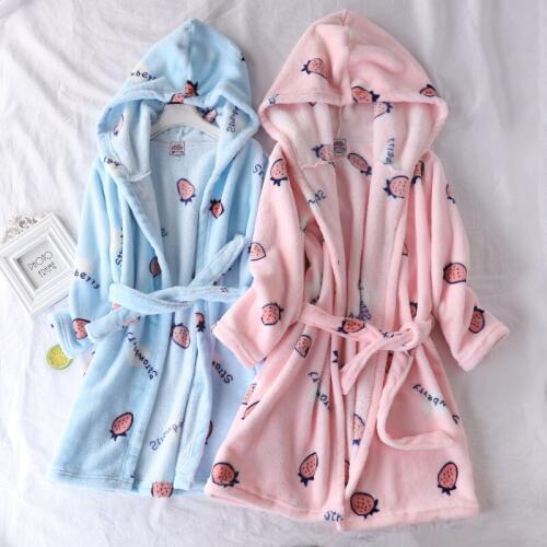Childrens Bathrobes Kids Hooded Robe Baby Beach Bath Robe Kids Sleepwear Boy Girls Cartoon Bathrobe Teenager Flannel Bathrobes