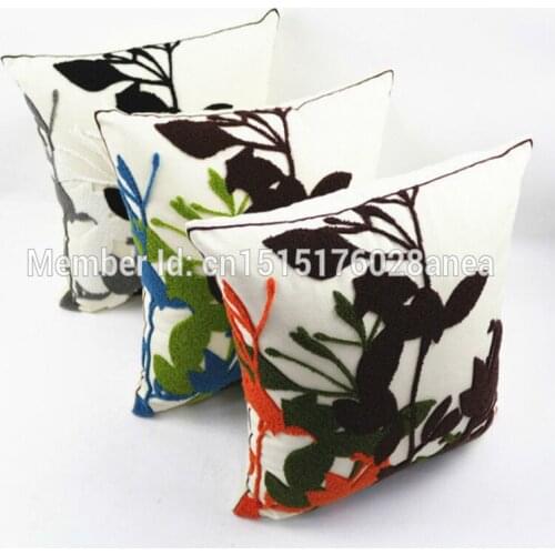 Free Shipping 45X45cm Canvas Wool Embroidery Throw Pillow Case No Core HT-CCWEC-D-01-03