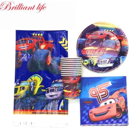 Blaze And The Monster Machines Theme 41/61pcs Paper Cup Plate Napkin Tablecloth Kids Birthday Party Baby Shower Tableware Supply