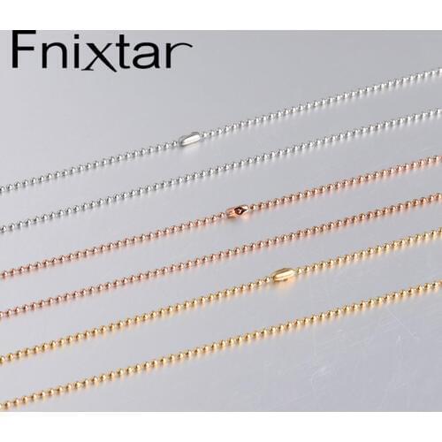 Fnixar 1.5mm Ball Bead Chain Necklace Gold Steel Rose Gold Color Stainless Steel DIY Necklace Making 20'' 50cm 10piece/lot