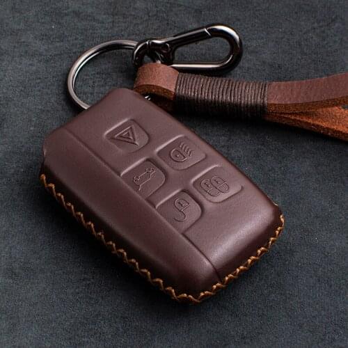 Baby Cow Leather Car key cover Case Car Key Bag Fob For Land Rover Range Rover Evoque Discovery 4 5 Buttons Key Cover