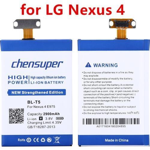 Chensuper 2900mAh BL-T5 Battery for LG Nexus 4 E960 E975 E973 F180 LS970 Optimus G E970+Free tools