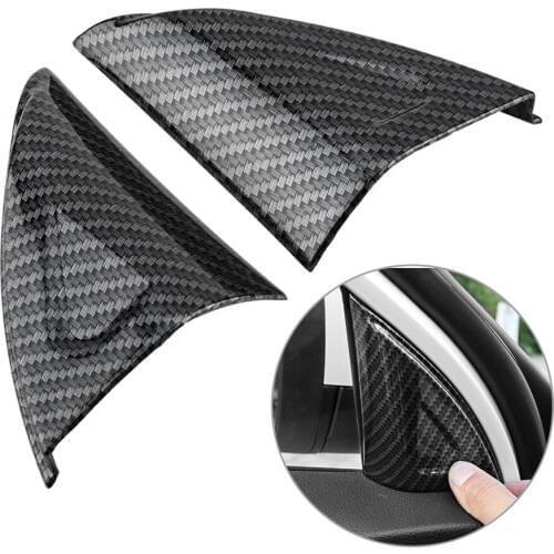 2pcs/set Carbon Fiber Color Car Door Window Triangle Cover Trim Decorative Sticker for MG ZS 2017-2018 Car styling