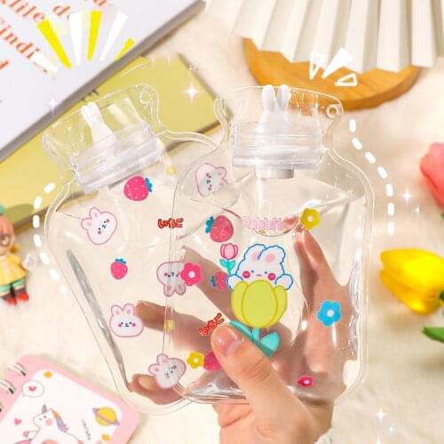 Kawaii Hand Warmer Water-filled Transparent PVC Hot Water Bottle Mini Portable Hand Warmer Office Sleeping Foot Warmer Bag