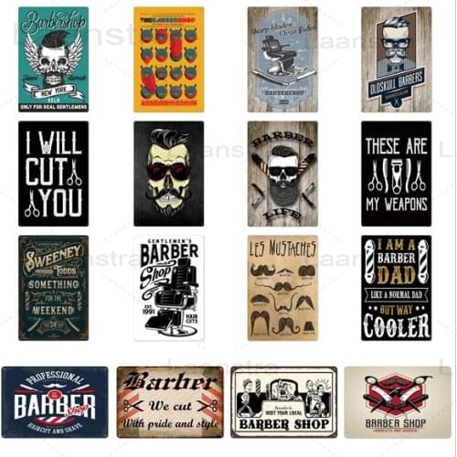 Barbershop Iron Sign Scissors Mustache Metal Plate Home Decoration Wall Art Iron Picture Bedroom Vintage Metal Poster Tin Plaque