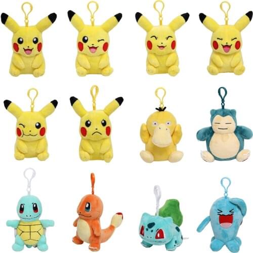 Cute Plush Pikachued Keychain Charmander Squirtle Bulbasaur Snorlax Stuffed Toy Pokemoned Small Doll Bag Pendant Gifts 18 Models