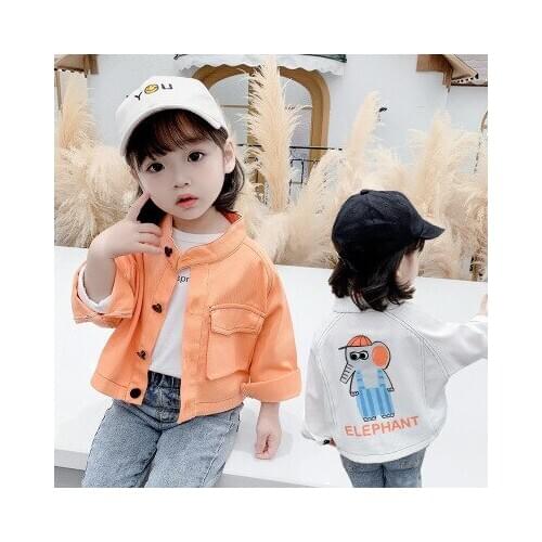 Baby Girl Fashion Jackets 2020 Autumn New Childrens Clothing Kids Girls Cartoon Elephant Print Cargo Jacket Baby Outwear Coats