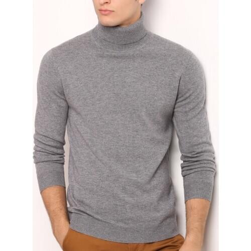 2021 New Winter Mens 100% wool Sweater Turtleneck Solid Casual Pullovers Sweater Mens Slim Fit Brand Knitted sweater 8803
