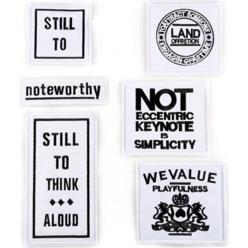 50pcs/lot Embroidery Patches Letters Clothing Decoration Accessories Motto Proverbs Diy Iron Heat Transfer Applique