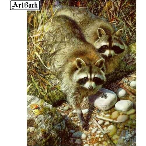 New 5d diamond painting raccoon full square drill animal sticker diamond mosaic resin diamond embroidery 40x50cm