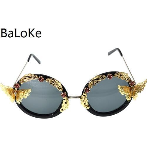 New Design Oversized Baroque Sunglasses Green Crystal Round Women Brand Glasses Designer Fashion Outdoor Female Luxury Gifts