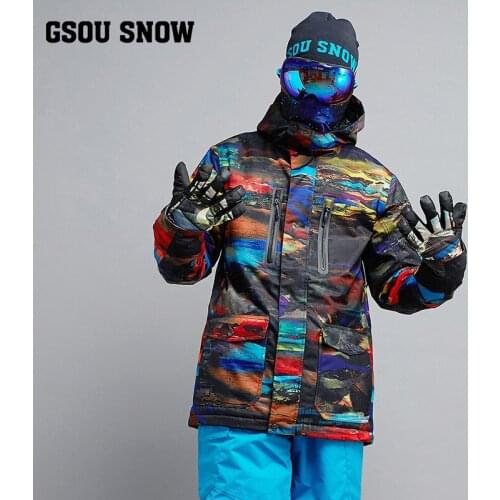 Gsou Snow New Skiing Suit Mens Winter White Thick Windproof Warm Skiing Jacket Outdoor Waterproof Breathable Ski Wear For Men