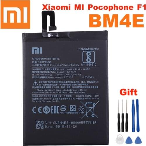 Xiao mi 100% Orginal BM4E 4000mAh battery For Xiaomi MI Pocophone F1 BM4E High Quality Phone Replacement Batteries + tools