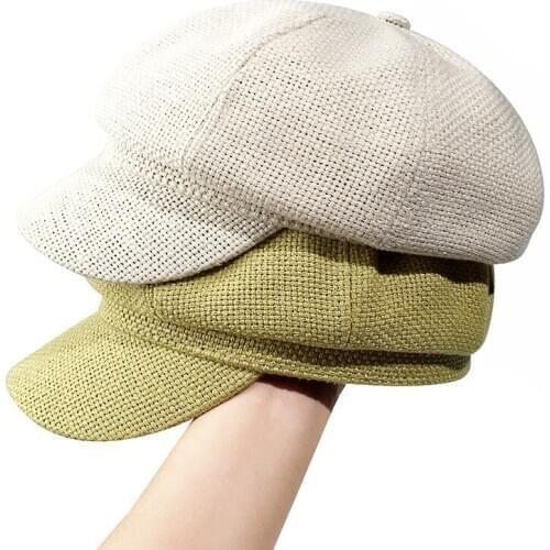 2020 New Fashion British Retro Versatile Shade Autumn Thin Knit Cap