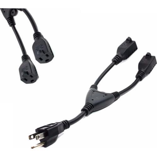 US Y Type Splitter Power Adapter Cord, 5-15P to 2X 5-15R , USA 3Pin Male To Double Female Power Adaptor Cable,1 pcs