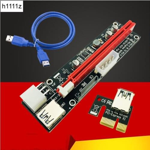 Riser Card PCI-E 1x to 16x Riser Card USB 3.0 Cable 3in1 SATA 4Pin 6Pin Power Supply for Antminer Bitcoin Miner Mining Machine