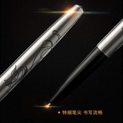 JINHAO 911 Dragon Fountain Pen Ink Steel Financial Tip 0.38mm Extremely Fine Stainless Silver Clip Student Office Writing Gift