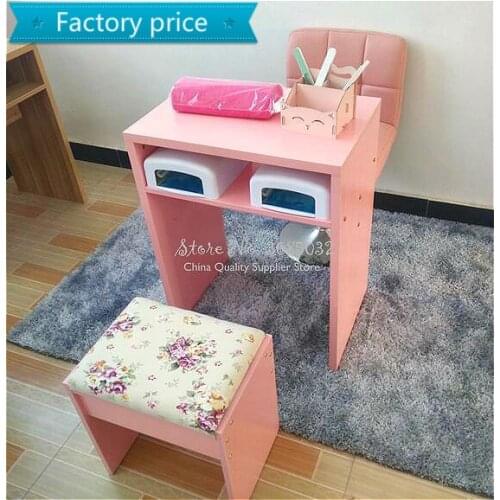 Nordic Simple wood Nail Tables Salon Furniture pink&white Color Durable Single Manicure Desk Chair Particle Board 60x40x75cm