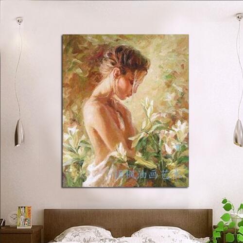 Handmade modern oil painting on canvas figure decorative wall pictures sexy women home decor stretched on wooden