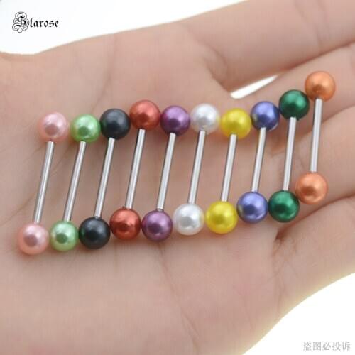 Starose 10pc 14G 16mm DIY Acrylic Ball Barbell Tongue Piercing Plastic Nipple Rings Sex Tongue Rings Ear Piercing Nipple Jewelry