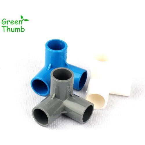 2pcs Inner Diameter 20mm PVC Tee 3 Way for Garden Hose Connector White/Grey/Blue Plastic Fittings
