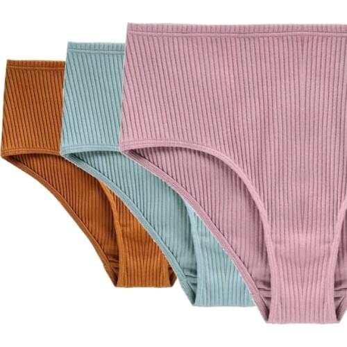 3pcs High Waist Cotton Womens Panties Set Female Sexy Briefs Seamless Comfortable Soft Underwear For Women Pink Lingerie S M L