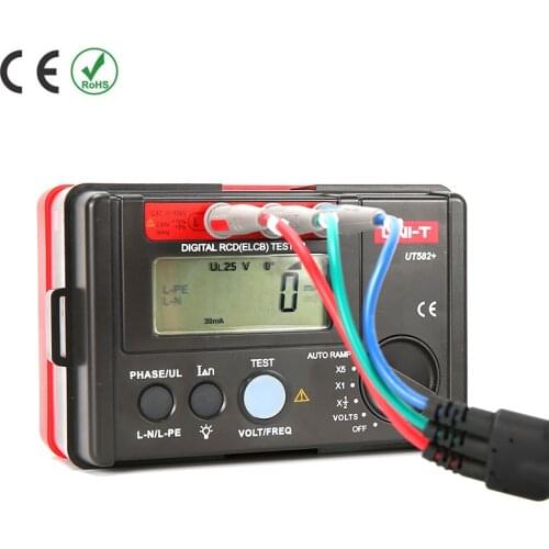 UNI-T UT582 Digital RCD (ELCB) Tester AUTO RAMP Leakage Circuit Breaker Meter with Mis-Operation Buzzer Leakage protection switc