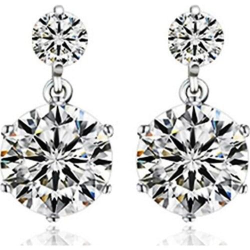 Classic Wedding Engagement Woman Earrings 925 Sterling Silver AA+++ Clear Zirconia Fashion Jewelry