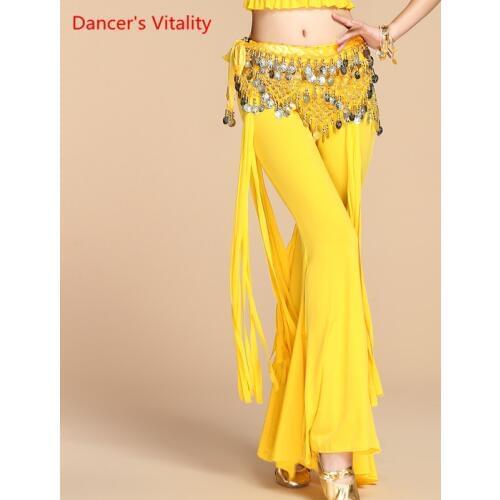 Womens Belly Dance Slit Pants 7 Colors Workout Dance Pants For Bellydancer India Princess Belly Dance Free Shipping