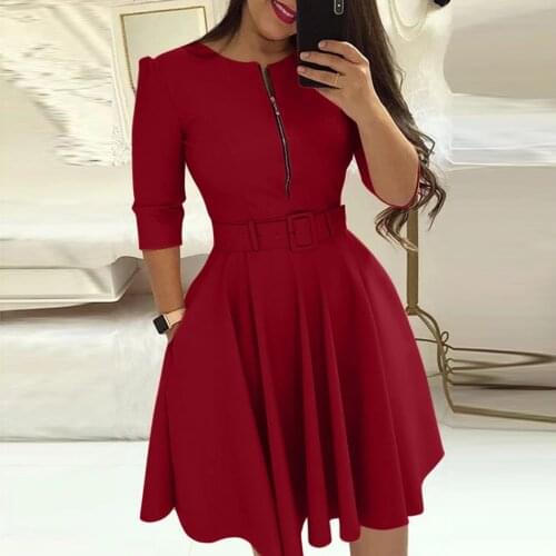 Women Bodycon Dress O Neck Solid Color Three Quarter Sleeve Dresses Ladies Party Dress Elegant Dresses Woman Party Night 2021
