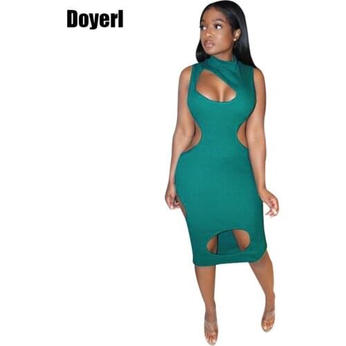 Hollow Out Tight Bodycon Party Dress Women Sleeveless Short Sexy Mini Bandage Dress Summer Clothes for Women Night Club Dress