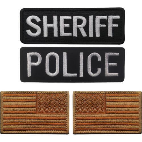 1PC 3D Embroidered Letter Cloth SHERIFF English Badge American Flag Armband Clothing Denim Jacket Decorative Patch Icon Patch