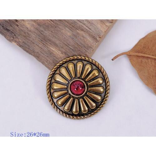 10pc Tribal Turquoise Antique Silver Bohemian Flower Leathercraft Saddle Conchos