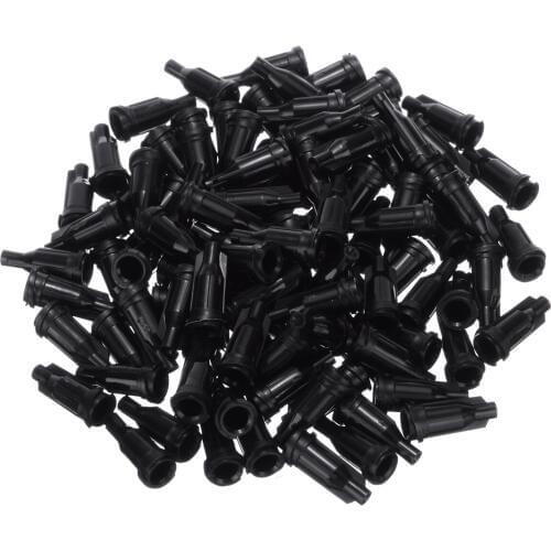 100Pcs Black Plastic Standard Syringe Tips Caps Assortment Injector Dispenser Dispensing Needle Sealing Plug