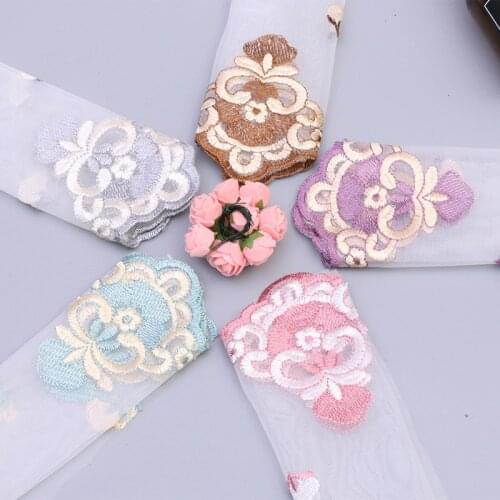 15Yards Exquisite Gray Pink Lace Wedding Embroidered Diy Handmade Patchwork Lace Trim Ribbon For Sewing Supplies Craft 17cm