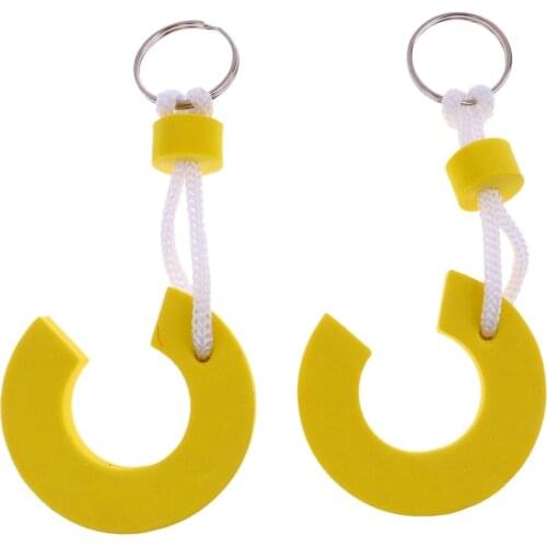 2 Pieces Yellow EVA Floating Yachting Boating Keychain Keyring Kayak Water Sports Beach Swimming Key Float