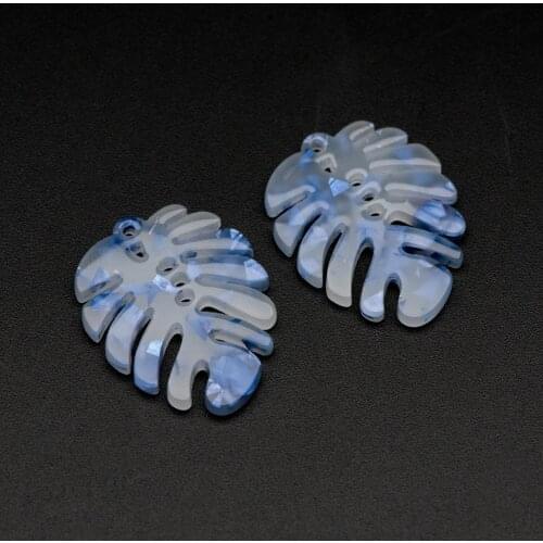 20pcs Acetate Monstera Leaf Charms 24x19mm, Acrylic Earring Components, Tortoise Shell Resin Pendants (#HT-88-2)
