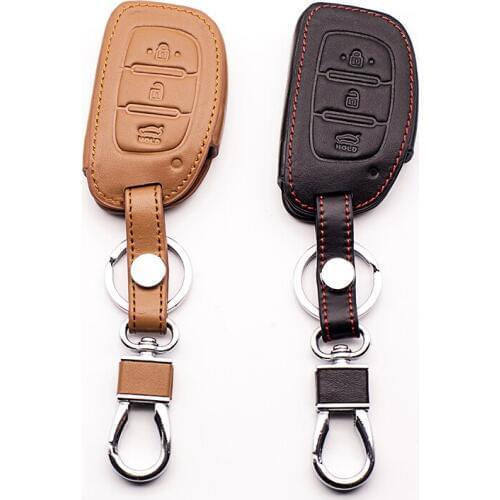 2017 100% leather key case high quality genuine leather car key cover for Hyundai i10 i20 i30 HB20 IX25 IX35 IX45 Car styling