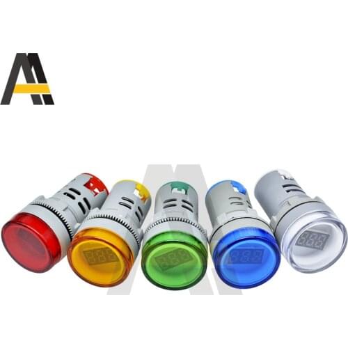 22mm Round DIY Voltmeter Volt Voltage Tester Mini DC6-100V /AC60-500V Meter Monitor Power LED Indicator Pilot Lamp Light Display