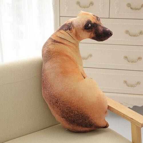 3D Cute Bend Dog Printed Throw Pillow Lifelike Animal Funny Dog Head Cosplay Children Favorite Toy Cushion for Home