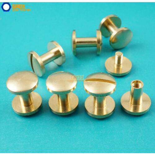 50 Set 10*8mm Solid Brass Rivet Chicago Screw for Leather Craft Belt Wallet / Cambered