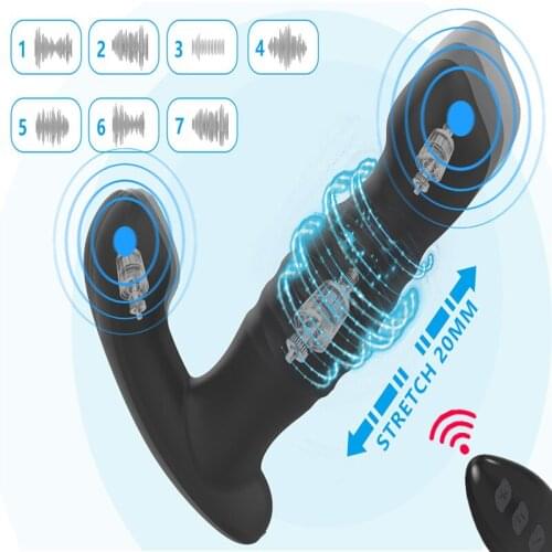 Anal Vibrator Wireless Remote Control Telescopic Dildo Vibrators Male Prostate Massager Butt Plug Vibrador Anal Sex Toys for Men